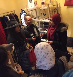 Our American group interacts with the founders of the women's artisan network.